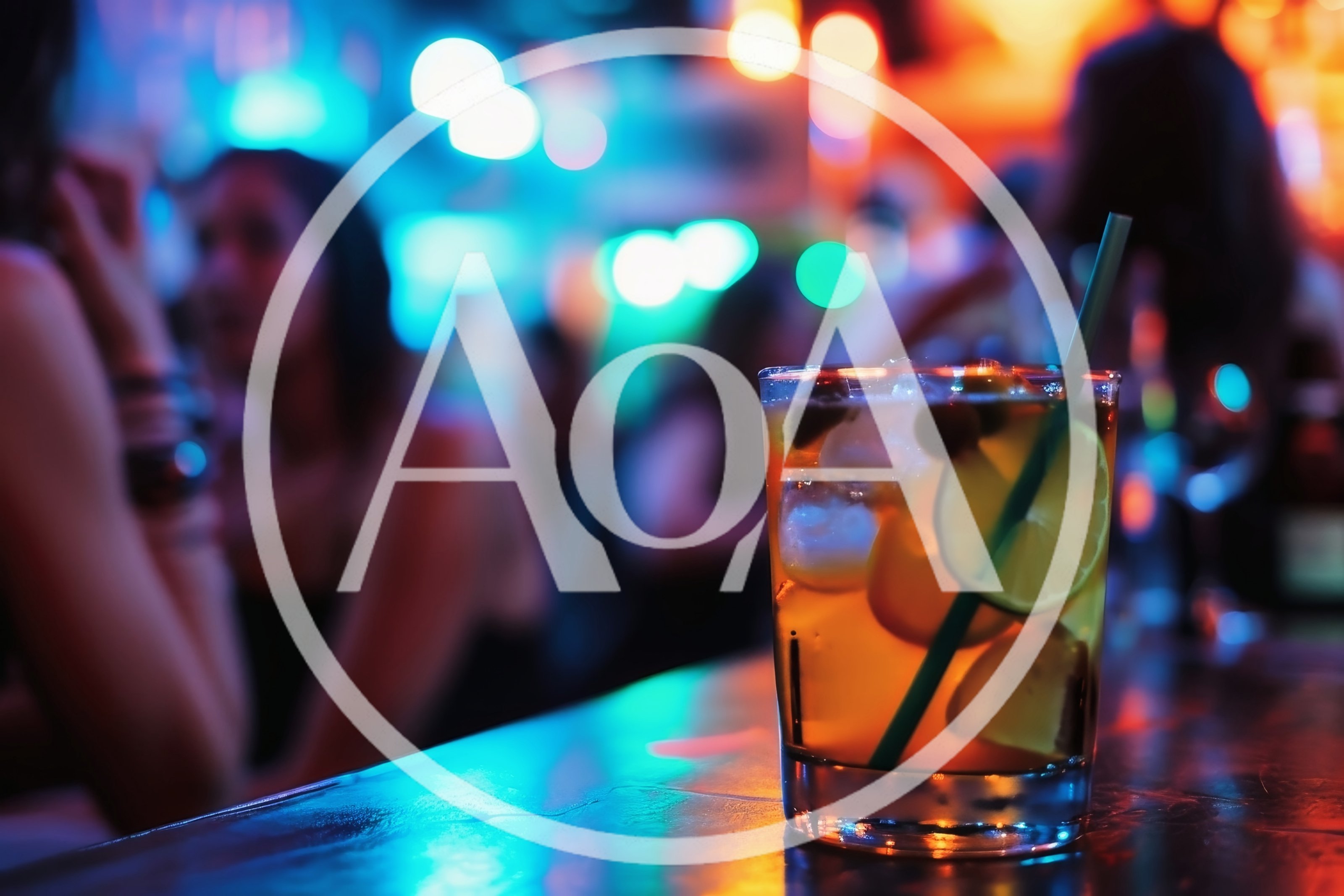 Cocktail Drink On A Bar Counter In A Nightclub