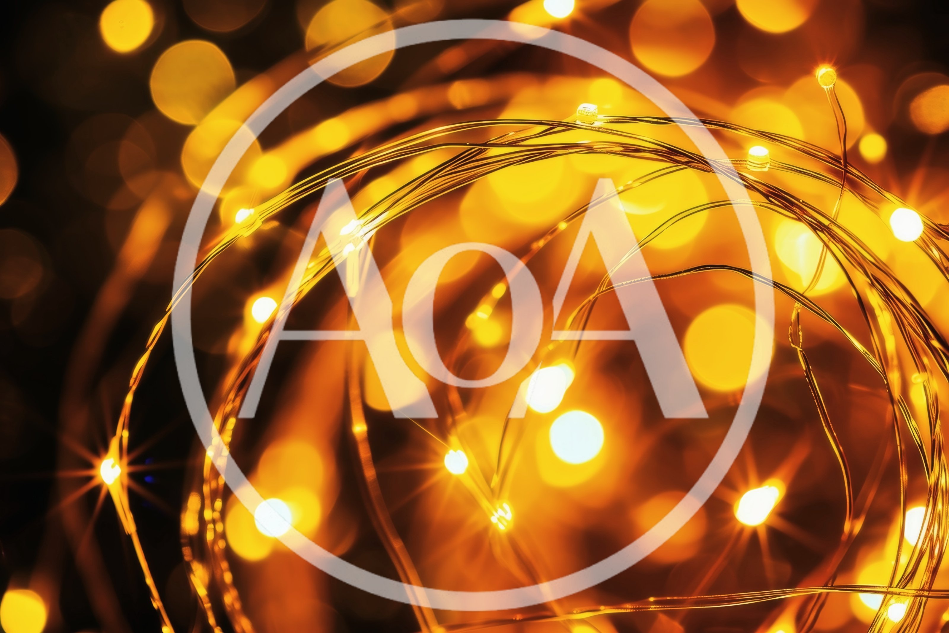 Glowing Golden Fairy Lights In Dark Background