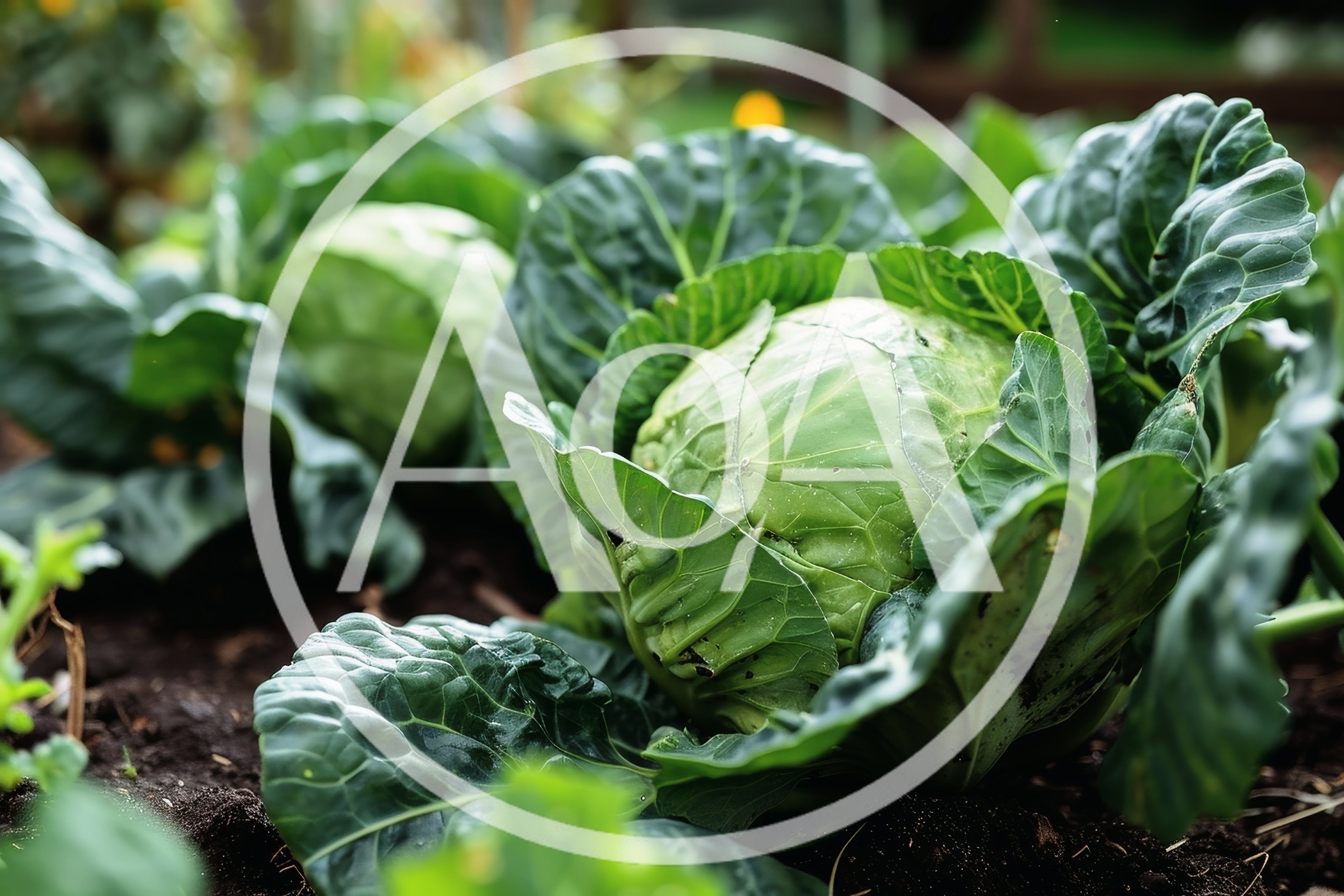 Fresh Green Cabbage Growing In A Garden
