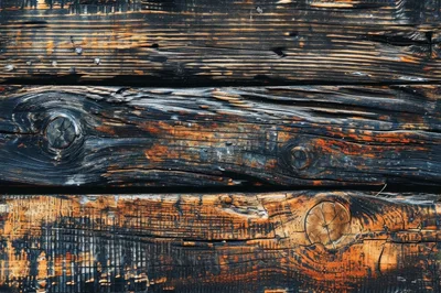 Weathered Dark Wood Planks With Visible Grain Texture