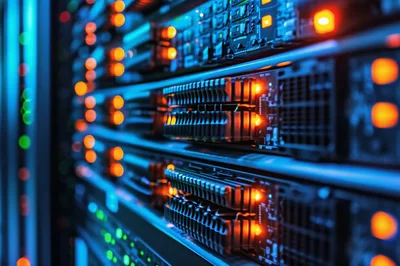 Close Up Of Server Rack In Data Center