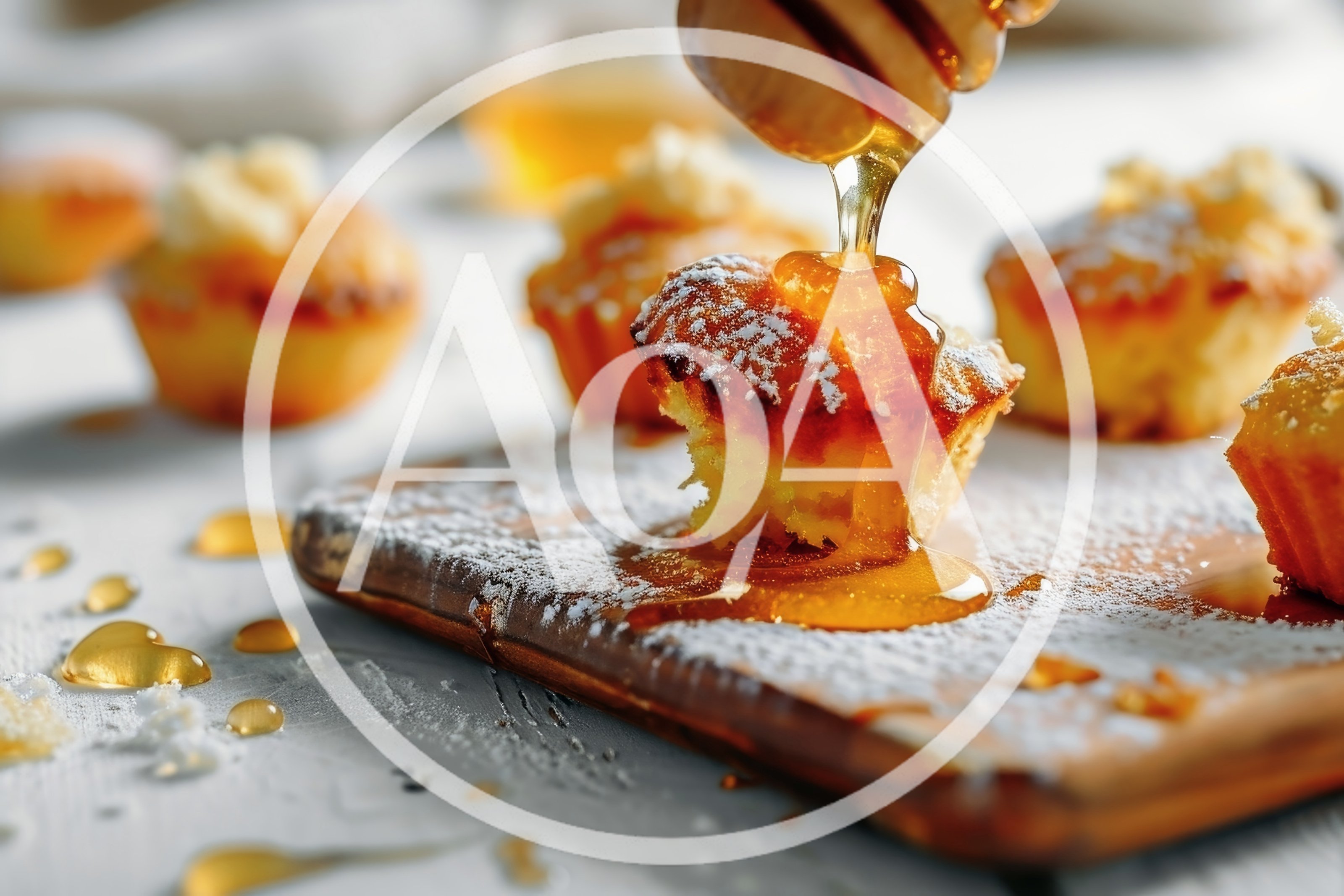 Honey Drizzled Over Freshly Baked Mini Muffins