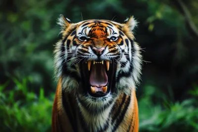 Fierce Tiger Roaring In The Wild