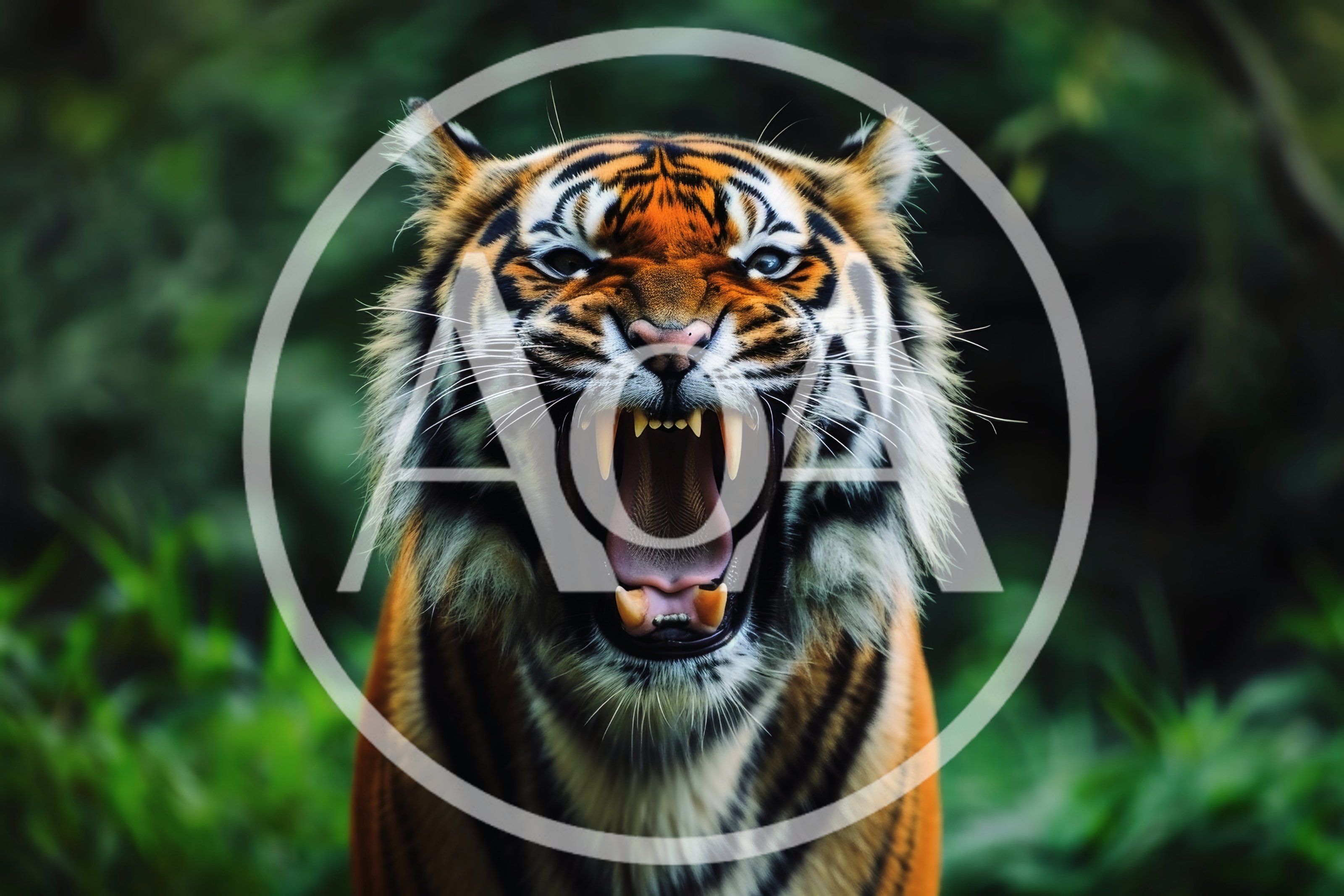 Fierce Tiger Roaring In The Wild