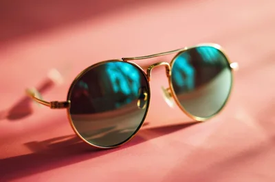 Gold Aviator Sunglasses With Blue Reflective Lenses