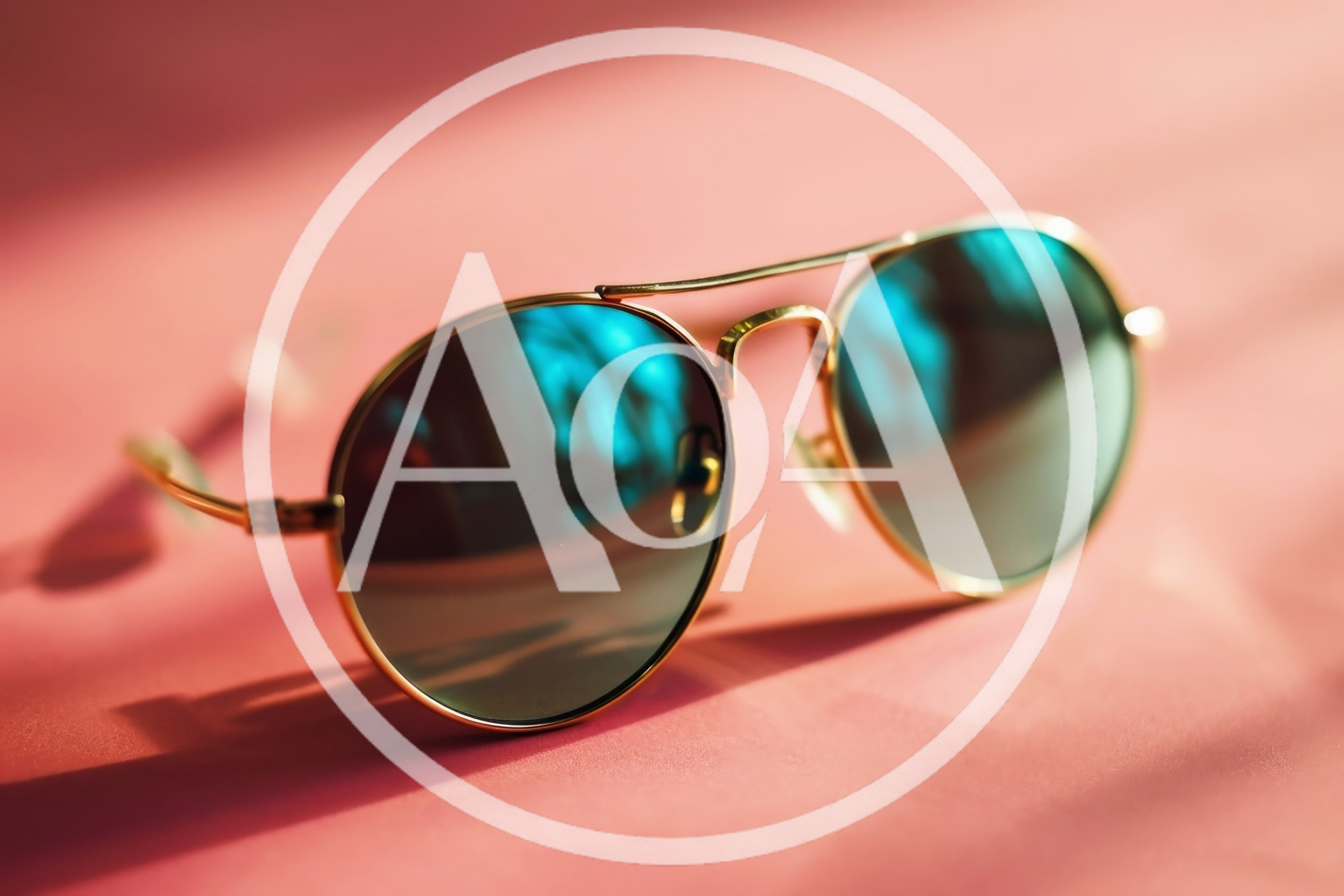 Gold Aviator Sunglasses With Blue Reflective Lenses