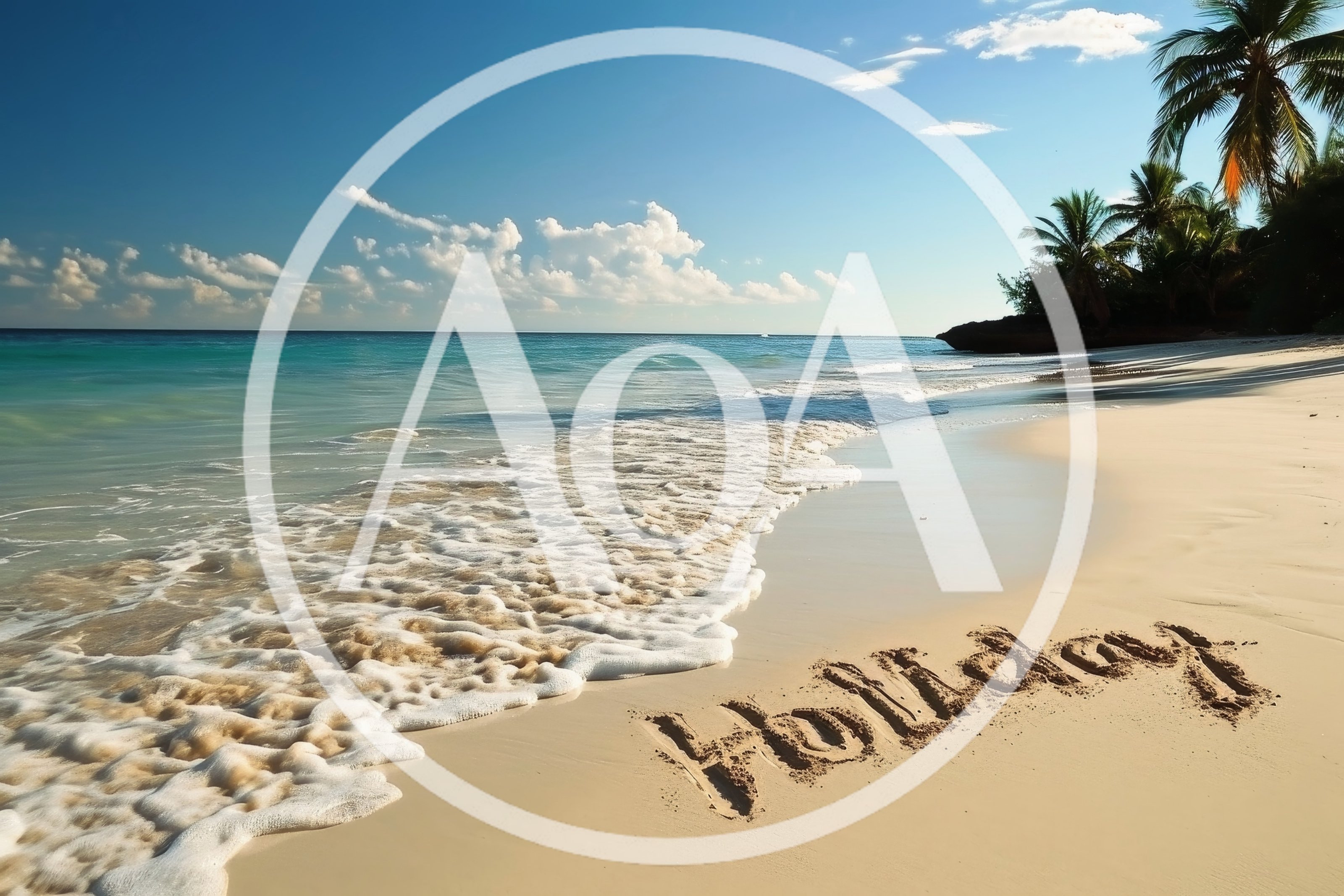 Holiday Written In Sand On Tropical Beach