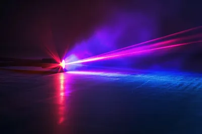 Laser Beam Emitting From Fiber Optic Cable