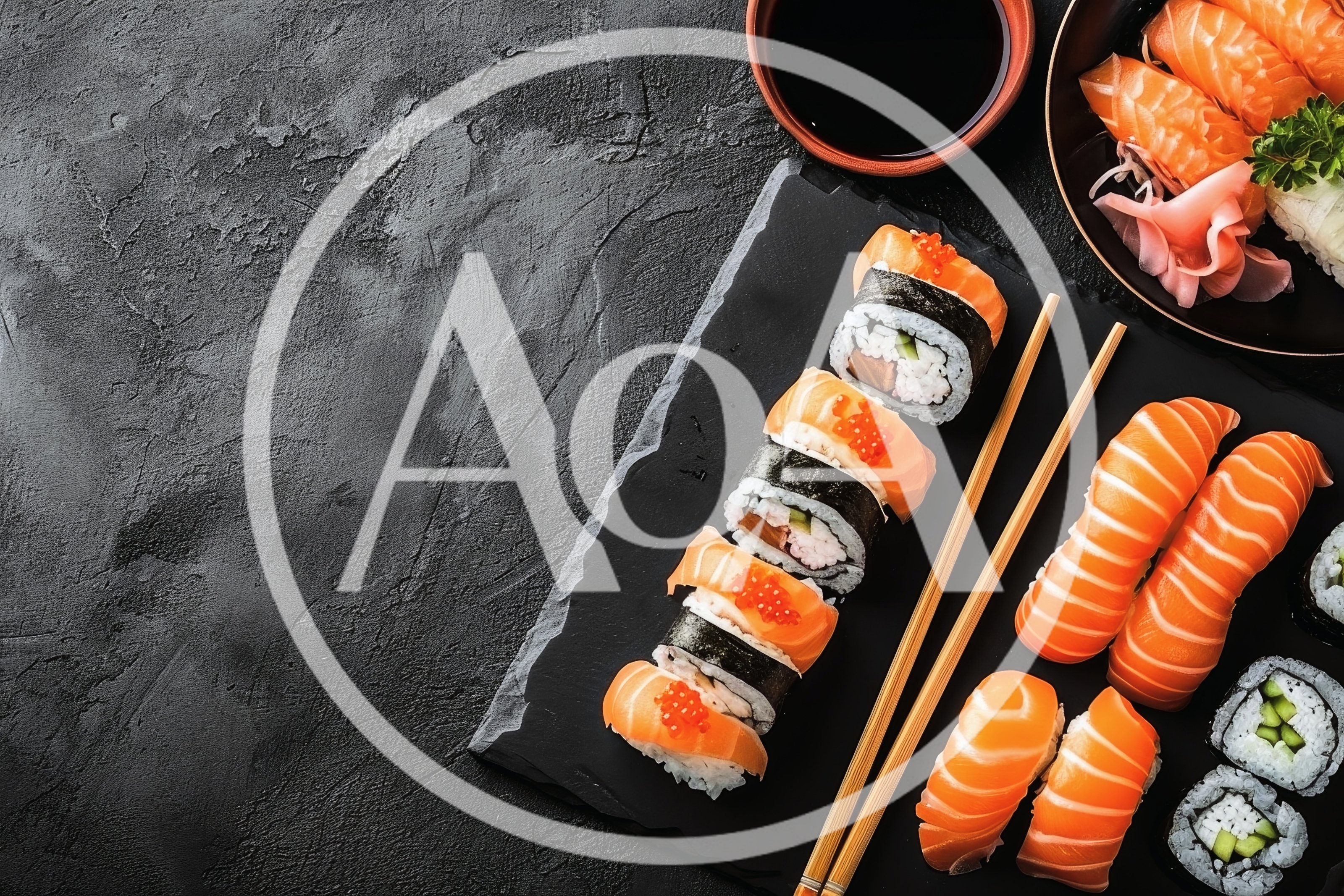 Assorted Sushi Platter With Salmon Nigiri And Rolls