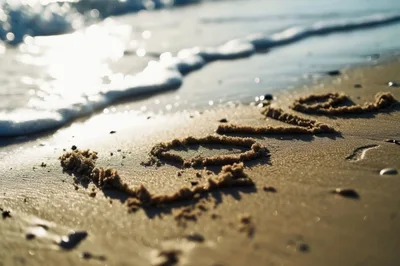 Love Written in the Sand on a Beach