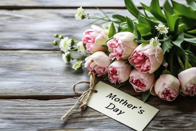 Pink Peony Bouquet With Mothers Day Gift Tag
