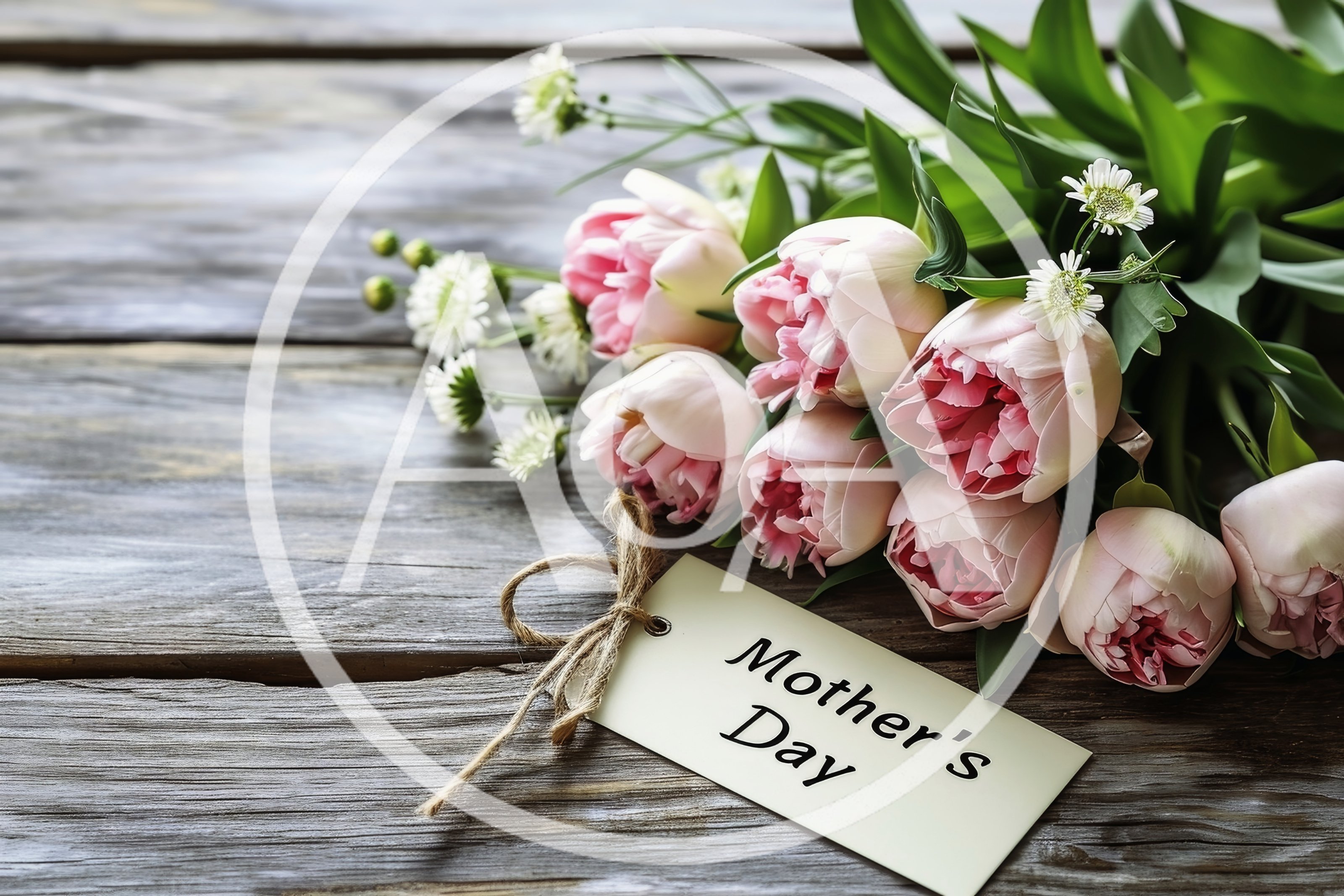 Pink Peony Bouquet With Mothers Day Gift Tag