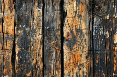 Weathered Wooden Planks With Burnt Texture