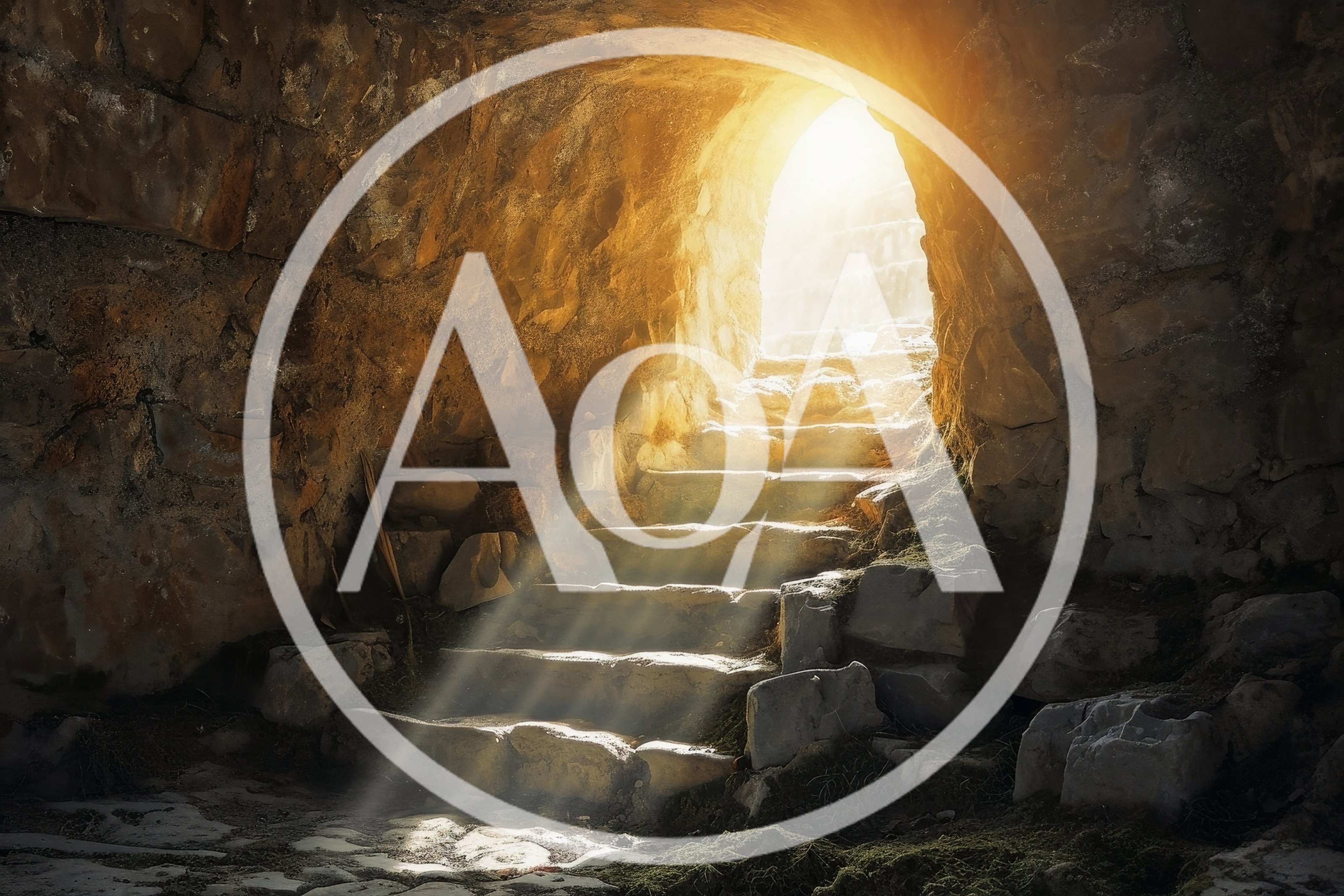 Stone Staircase Leading To Bright Light In Cave