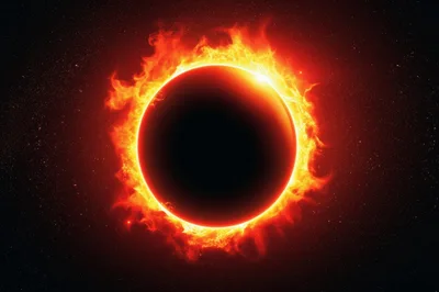 Fiery Solar Eclipse In Deep Space