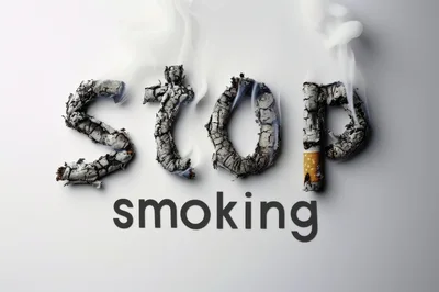 Stop Smoking Conceptual Text Made From Cigarette Ash