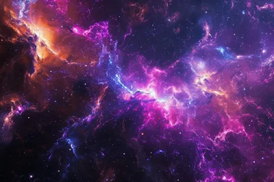 Vibrant Purple And Orange Cosmic Nebula Space Background
