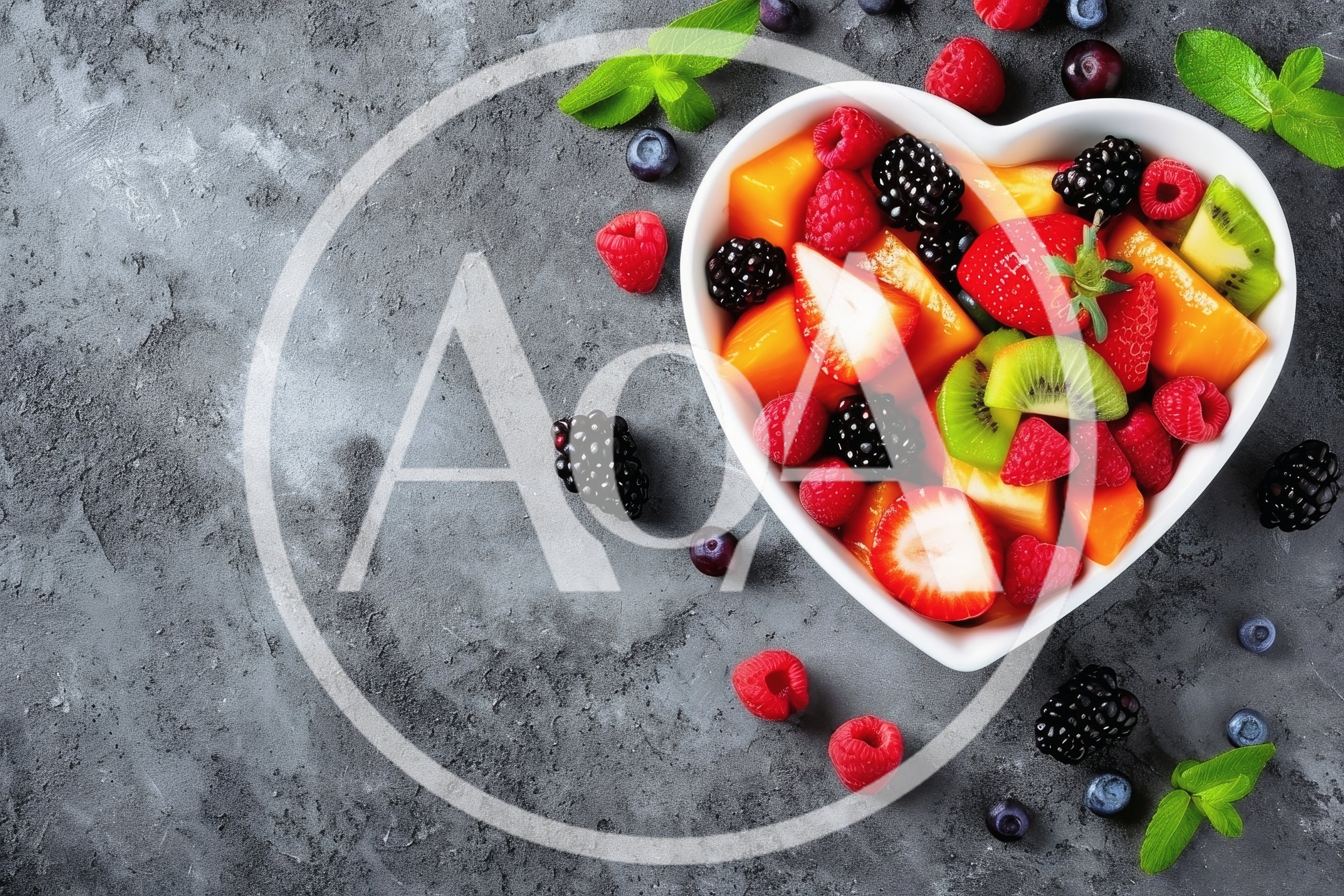 Heart Shaped Bowl Of Fresh Fruit Salad