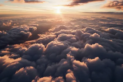 Aerial View Of Clouds At Sunset