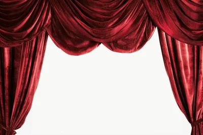Red Velvet Theater Curtains With White Background