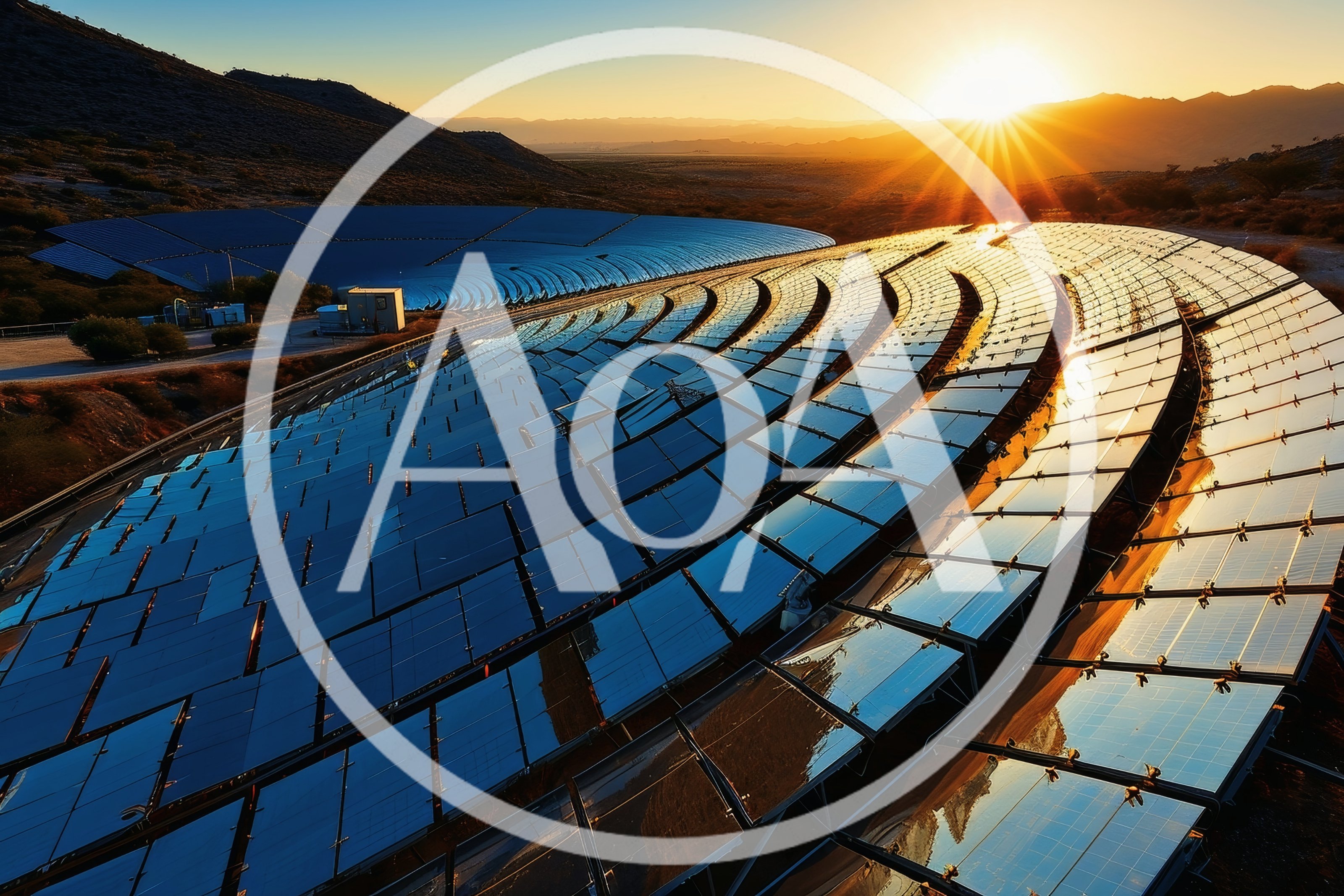 Concentrated Solar Power Plant At Sunset