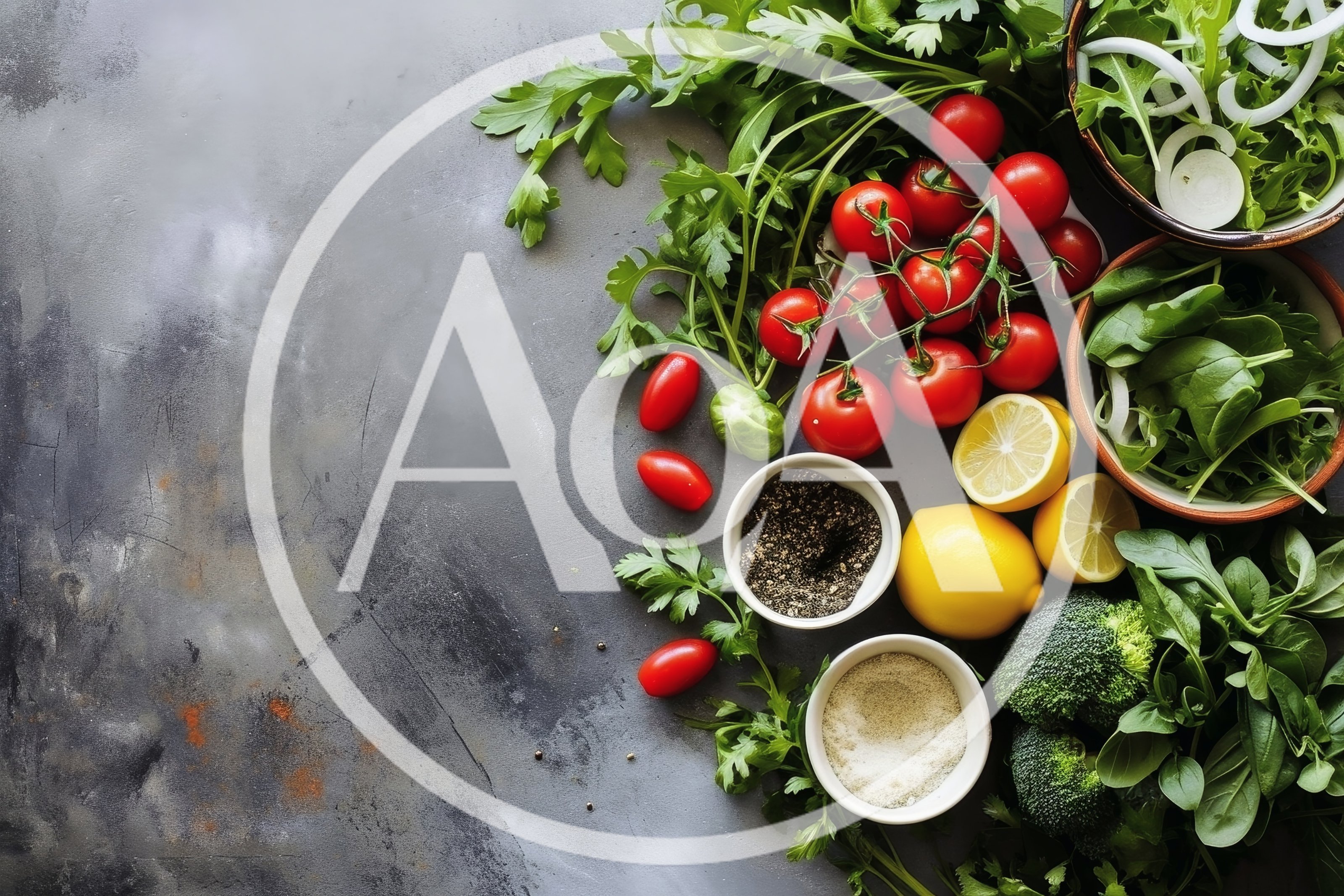 Fresh Vegetables and Herbs on Dark Rustic Background