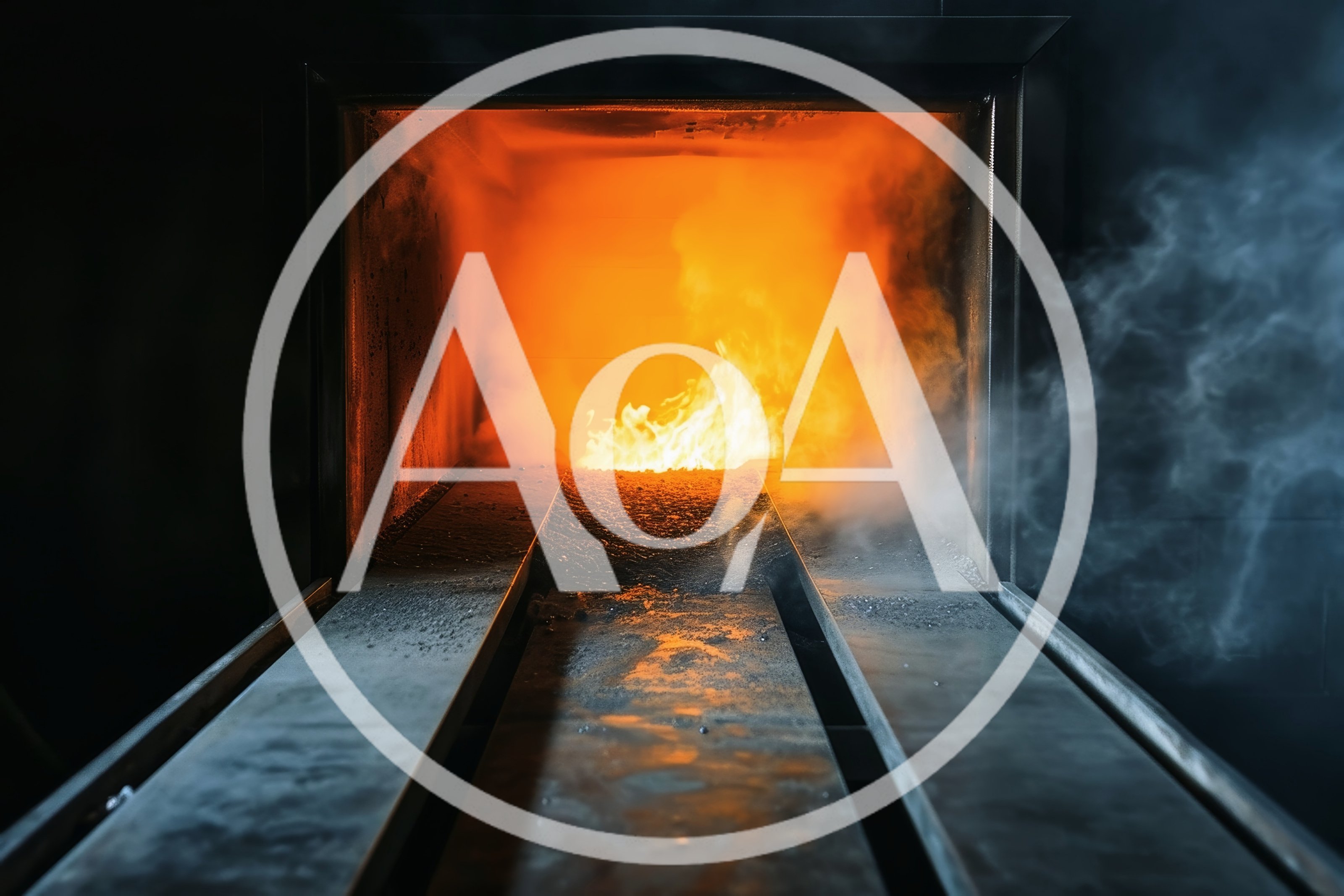 Industrial Crematorium Furnace Chamber With Burning Flames