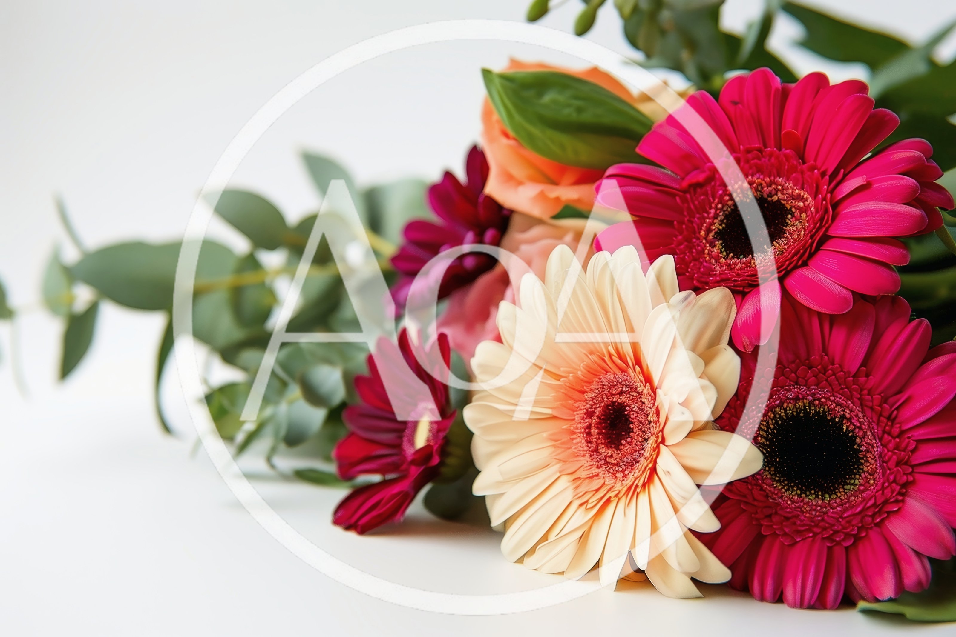 Vibrant Gerbera Daisy Bouquet With Eucalyptus Leaves