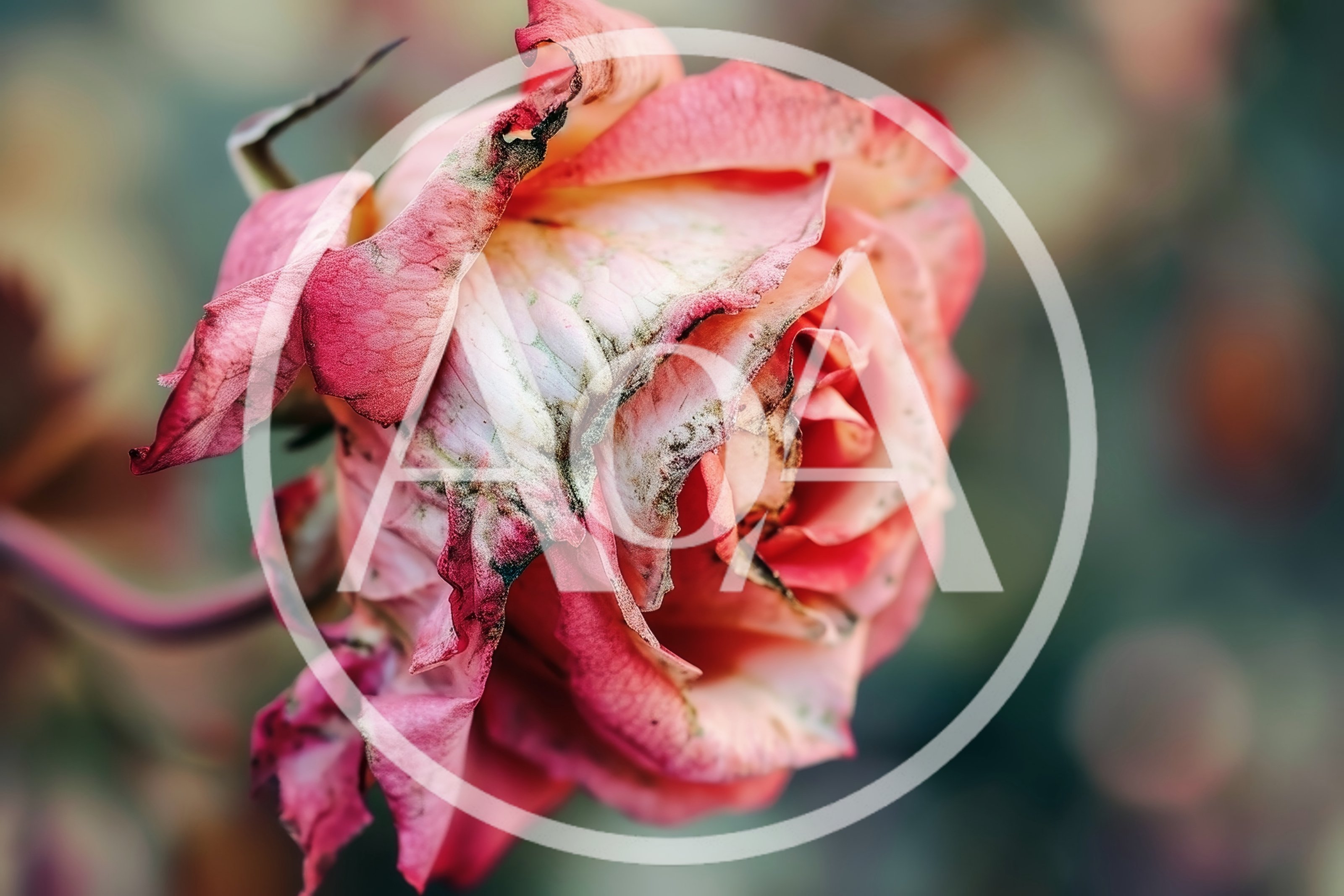 Wilted Pink Rose Flower In Garden