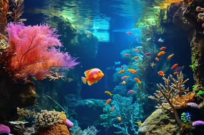 Vibrant Tropical Fish Swimming Among Colorful Coral Reef