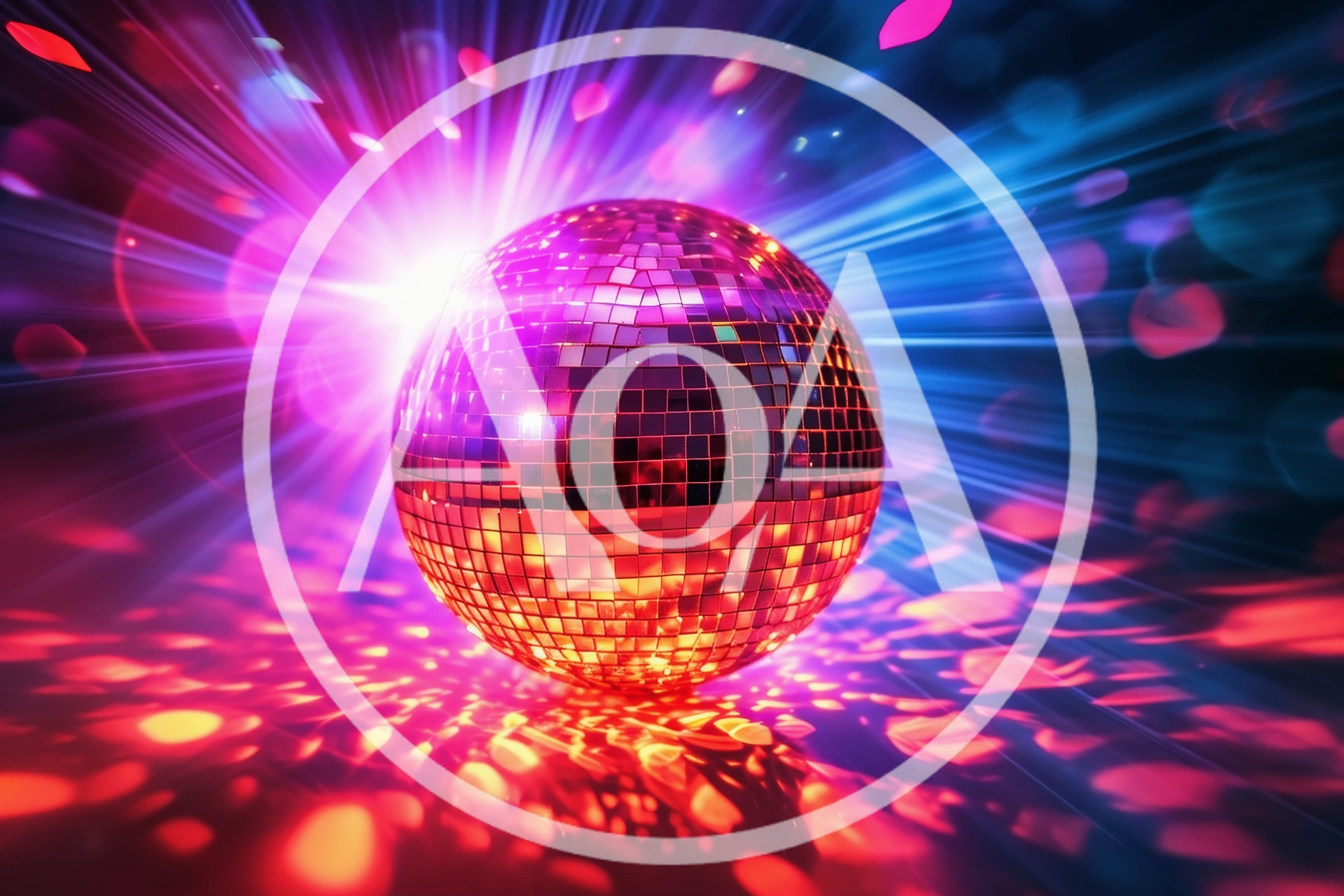 Glowing Disco Ball With Vibrant Light Flares