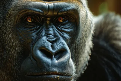 Close Up Portrait Of A Silverback Gorilla
