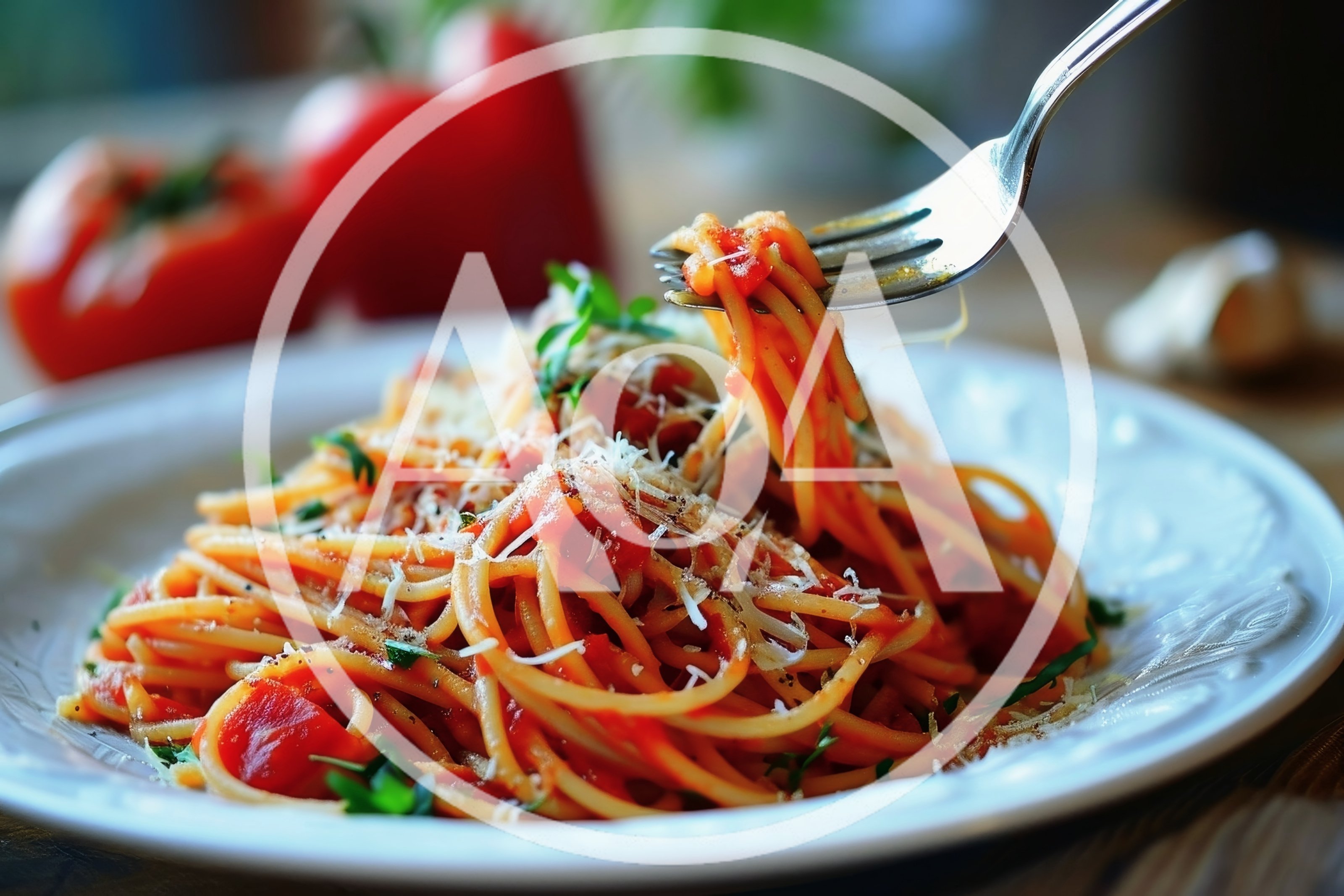 Fork Twirling Spaghetti With Tomato Sauce And Parmesan
