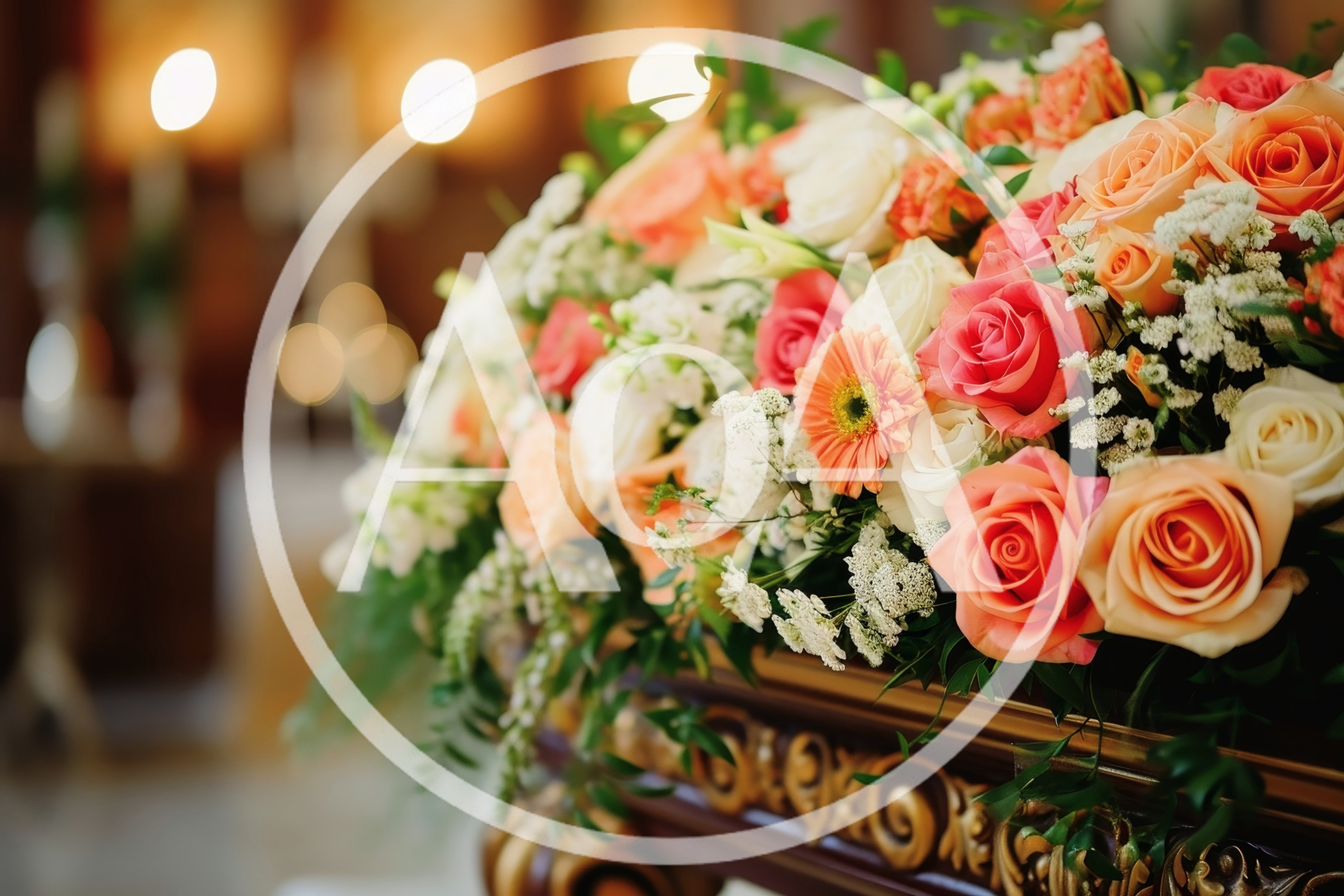 Elegant Floral Arrangement On Ornate Church Altar