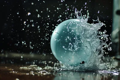 Water Balloon Bursting With High Speed Splash