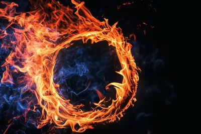 Fiery Ring Of Flames On Black Background