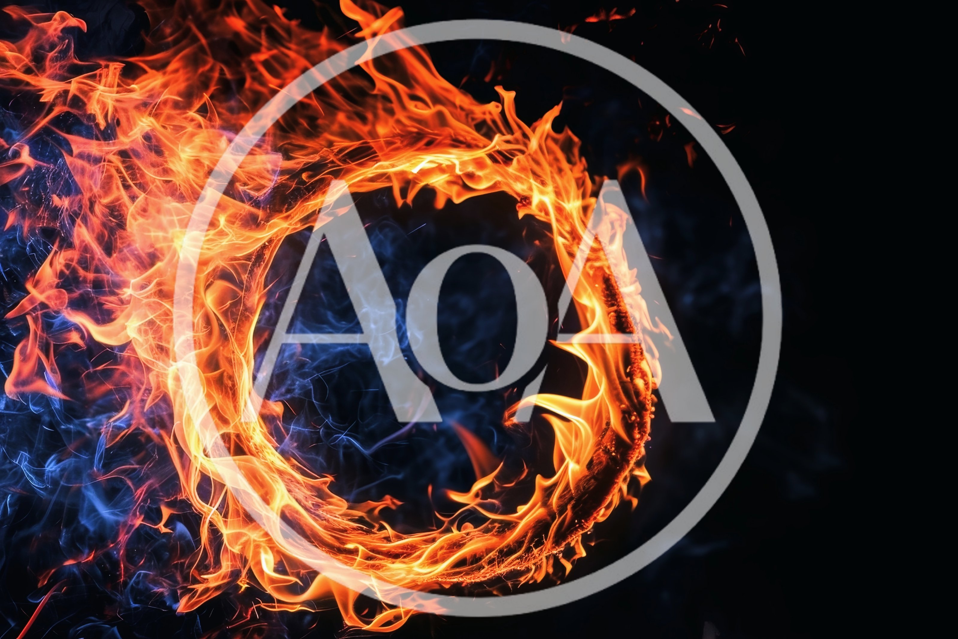 Fiery Ring Of Flames On Black Background