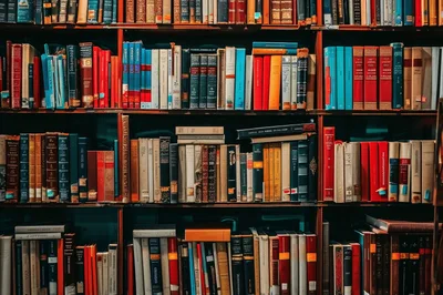Full Bookshelves In A Classic Library Setting