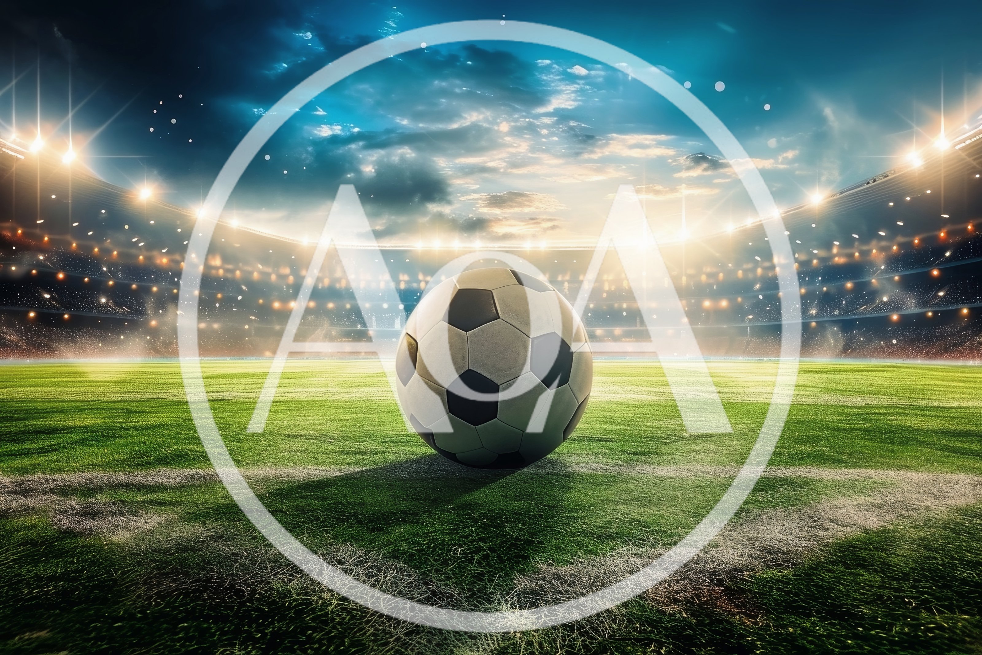 Soccer Ball Resting on Stadium Pitch