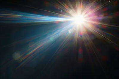 Bright Lens Flare With Rainbow Light Streaks
