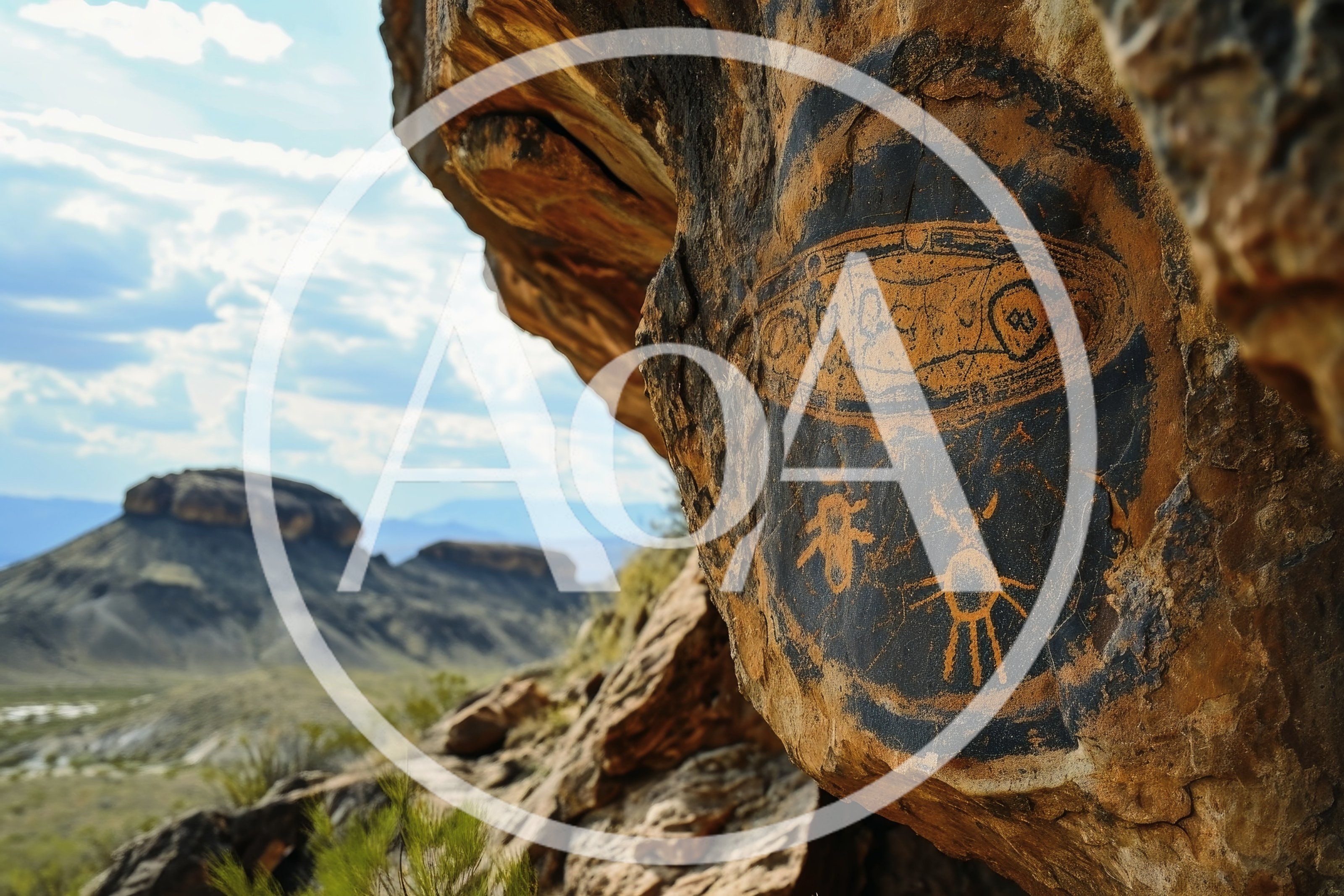 Ancient Petroglyphs Carved Into Desert Rock Face