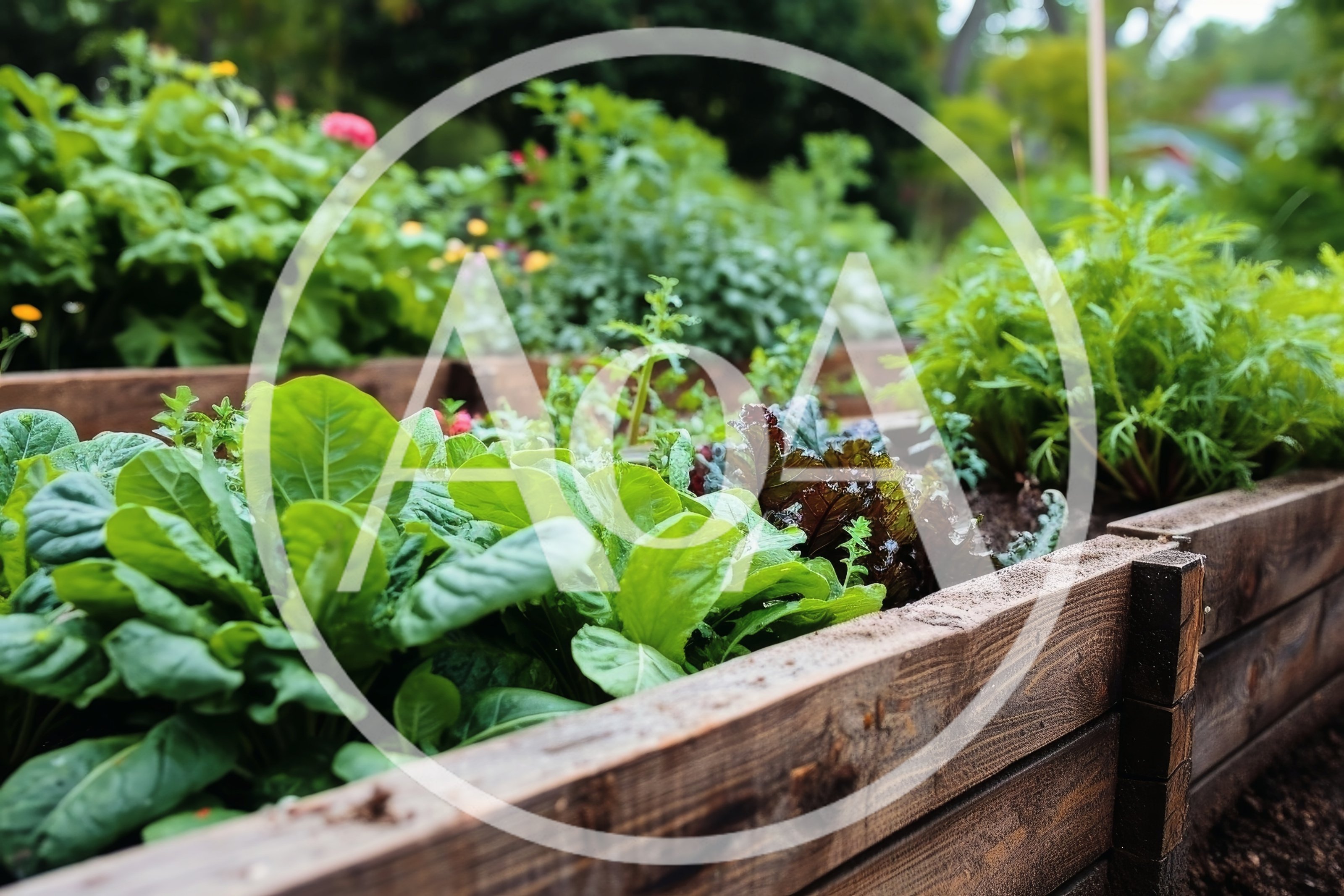 Raised Garden Bed With Fresh Leafy Greens