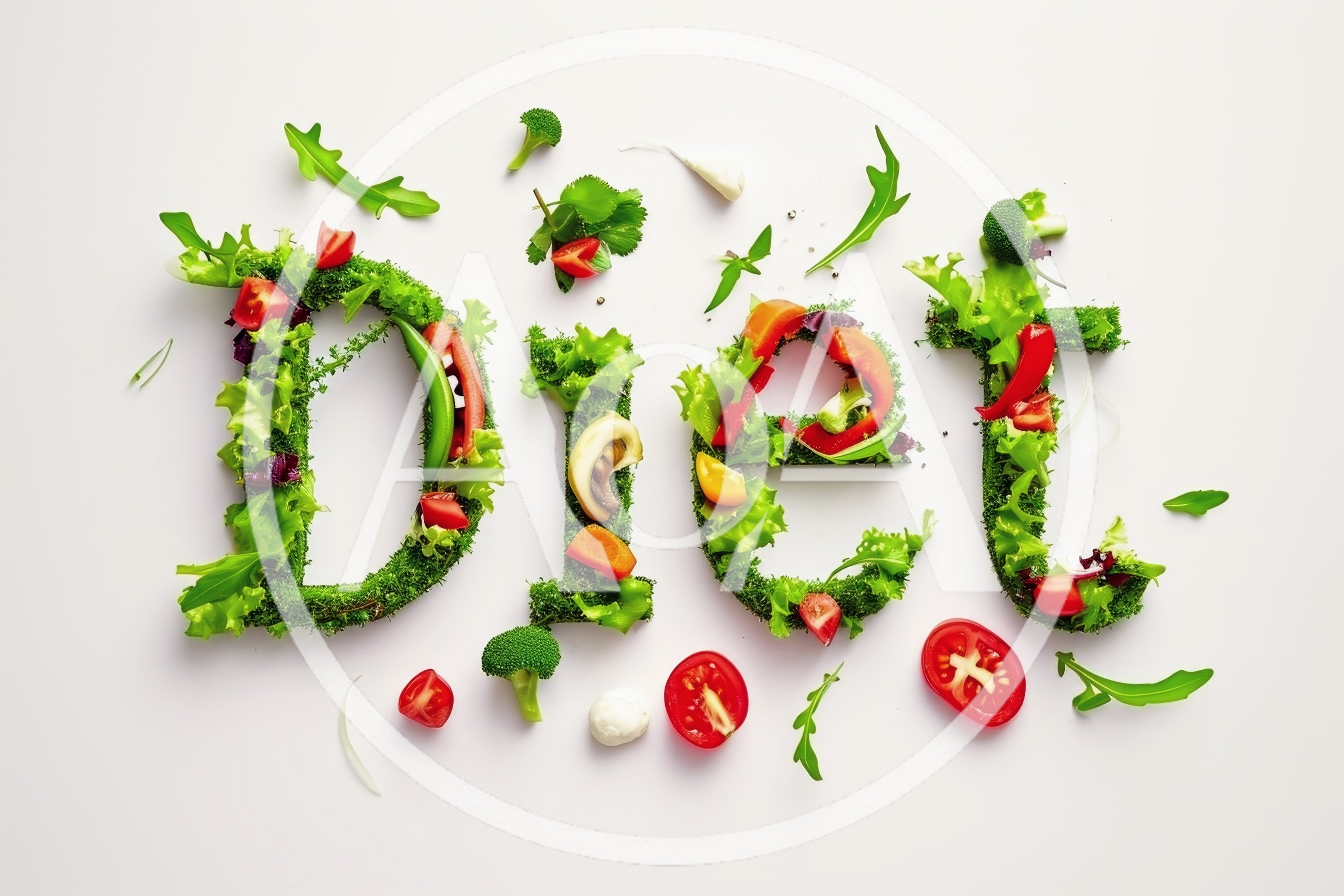 Word Diet Formed From Fresh Vegetables And Salad Greens
