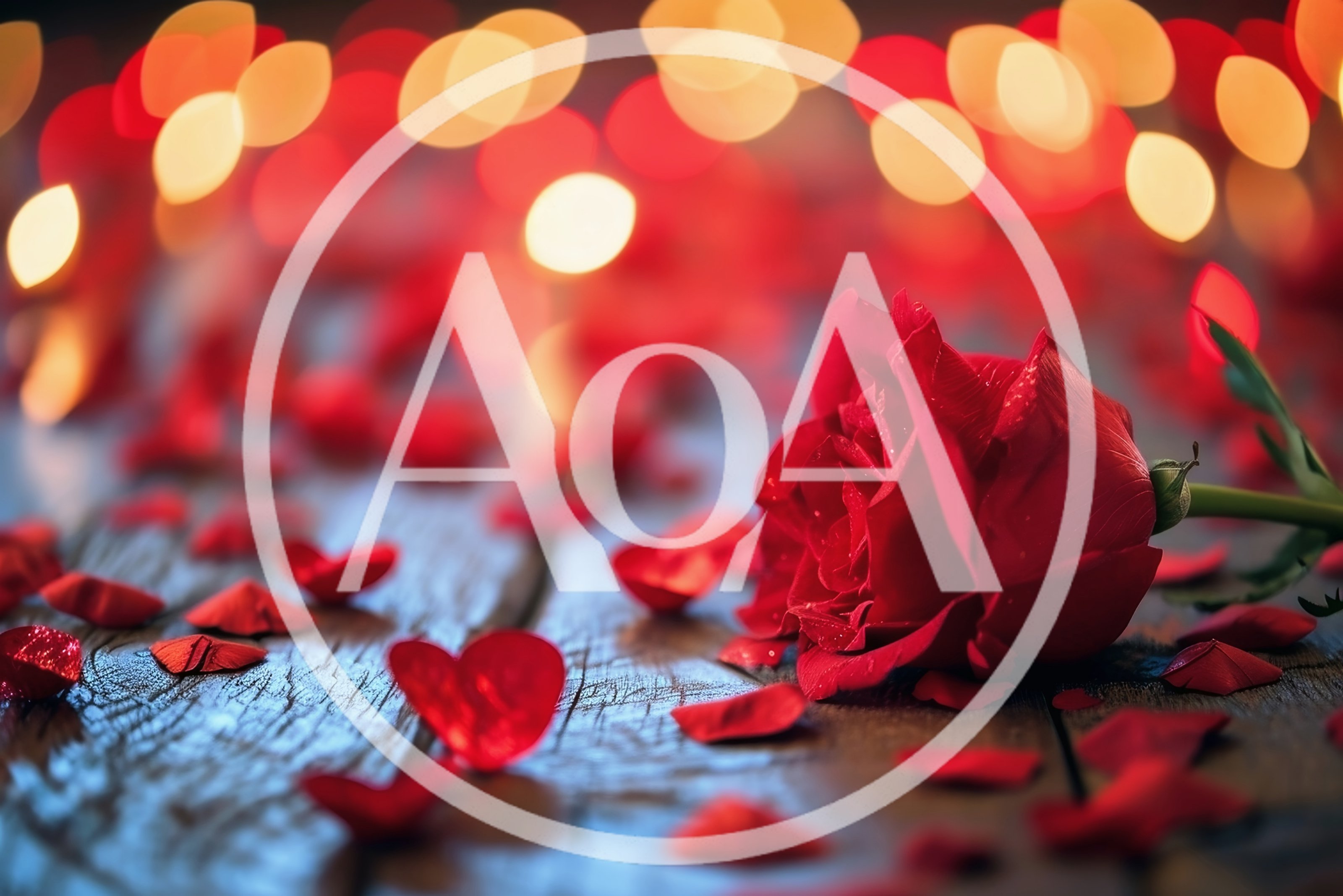 Single Red Rose With Petals On Wooden Surface