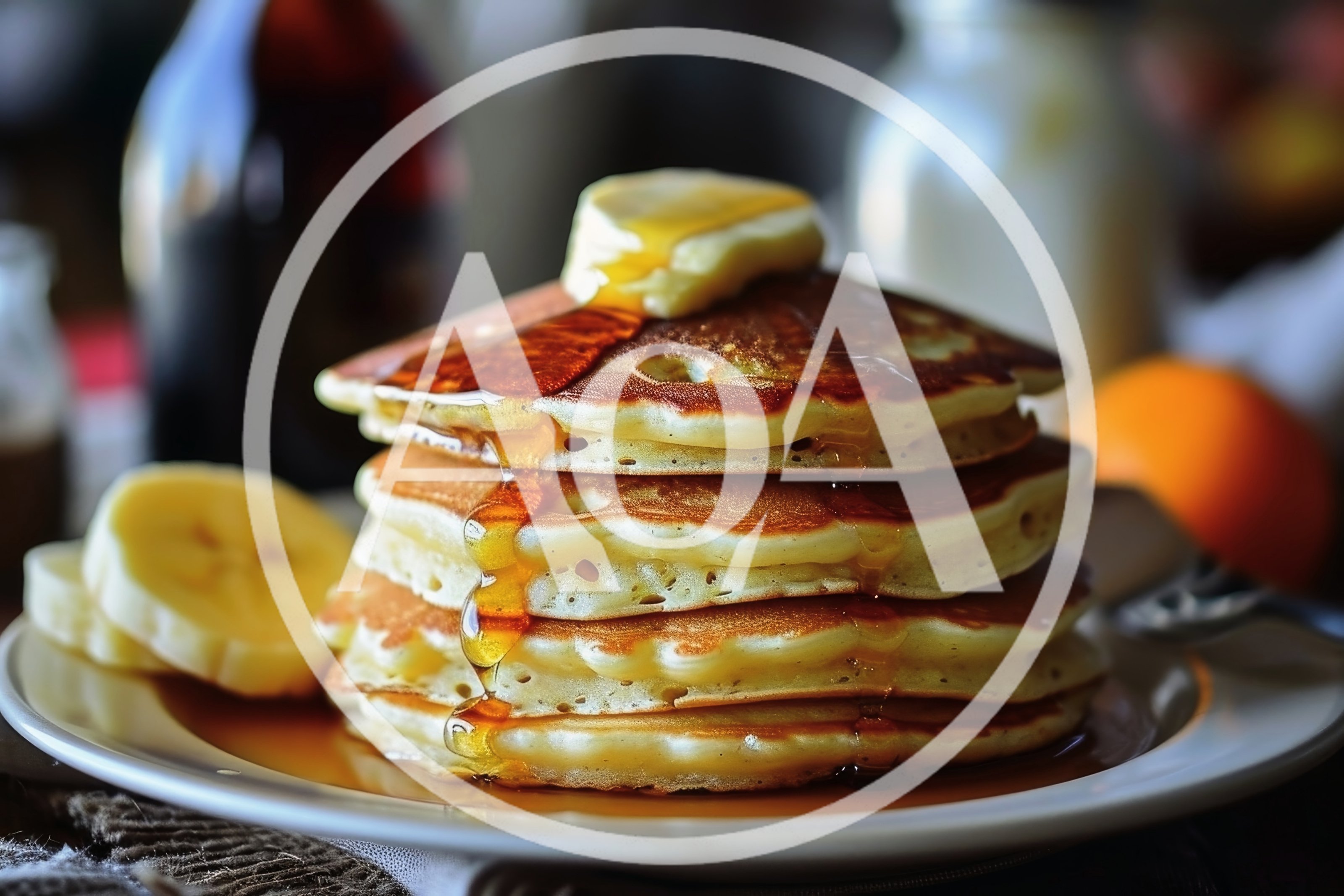 Stack Of Fluffy Pancakes With Butter And Syrup