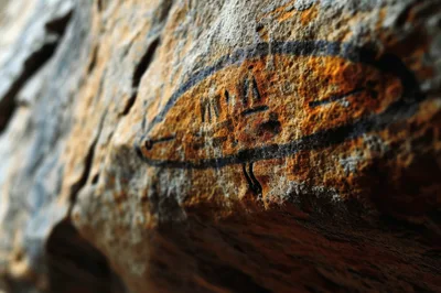 Ancient Aboriginal Rock Art Painting Of A Fish