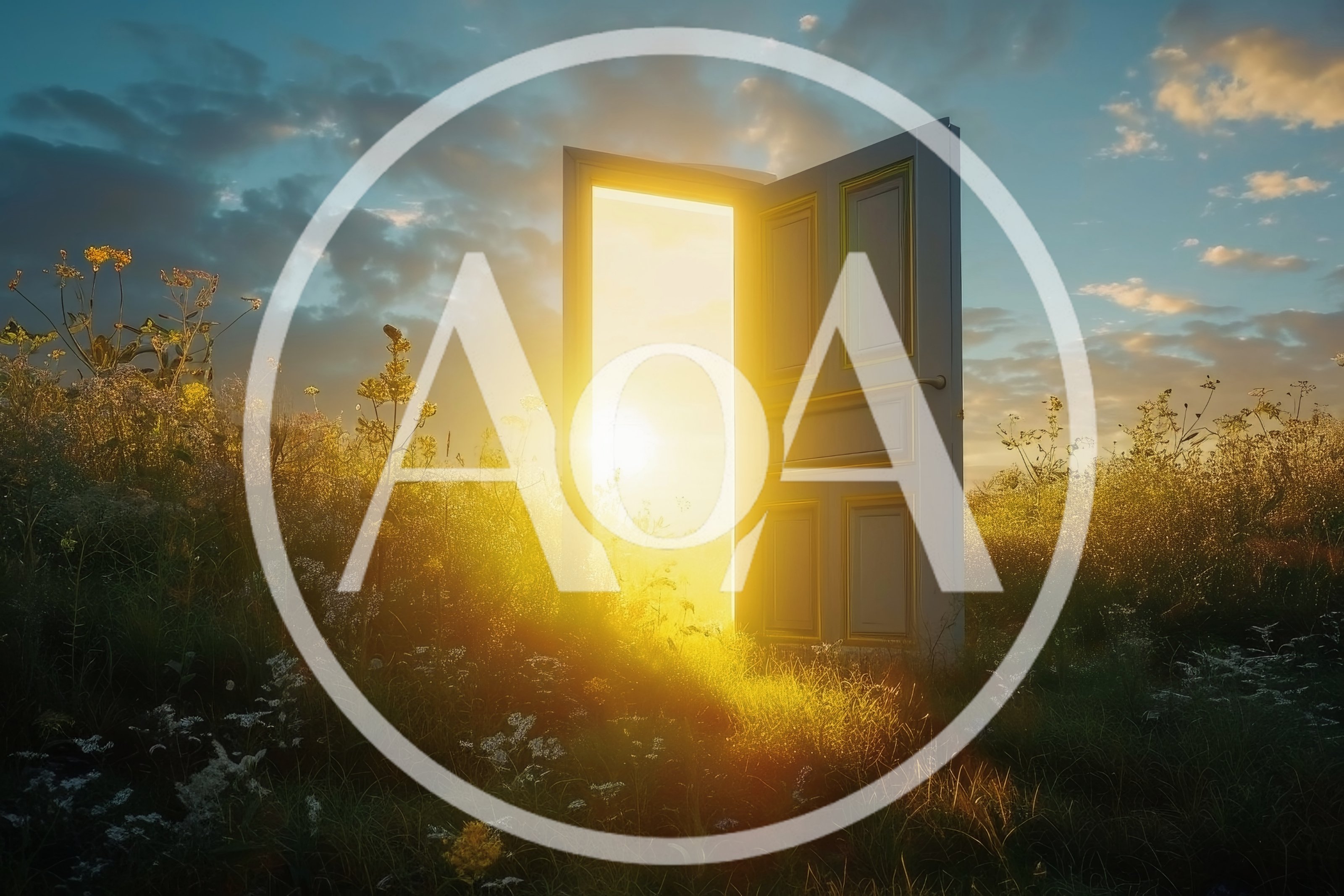 Open Door Standing In A Sunlit Meadow