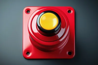 Red Arcade Button With Yellow Center