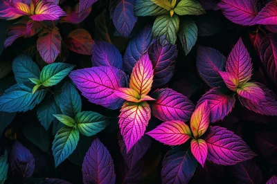 Vibrant Neon Colored Tropical Foliage Background