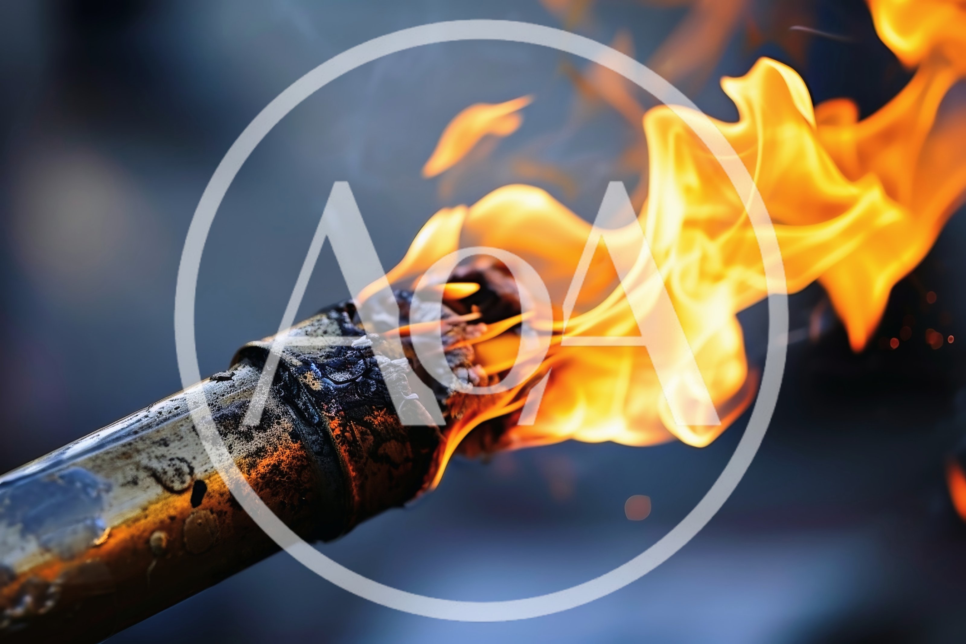 Burning Metal Torch With Bright Orange Flames